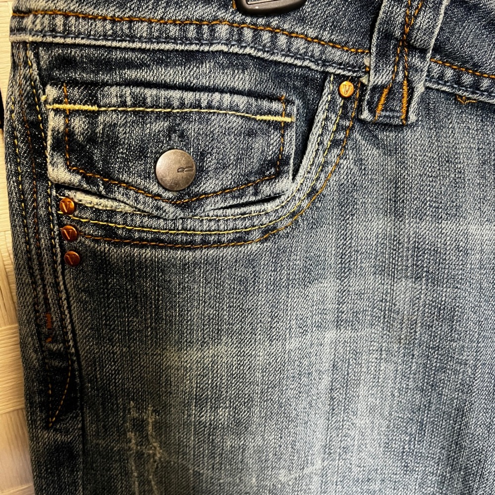 Vigoss USA Premium Denim Mid Rise Dark Wash Bootcut Jeans Juniors Size 13/14 Y2K - Picture 5 of 9